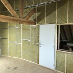 Wall insulation and cork on ceiling